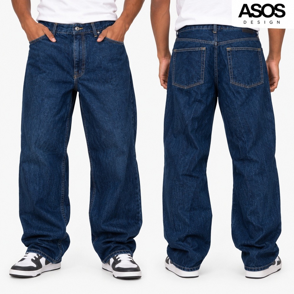 ASOS Design Baggy Jeans Mens 31x32 Dark Wash Wide Leg Skate Made in Egypt